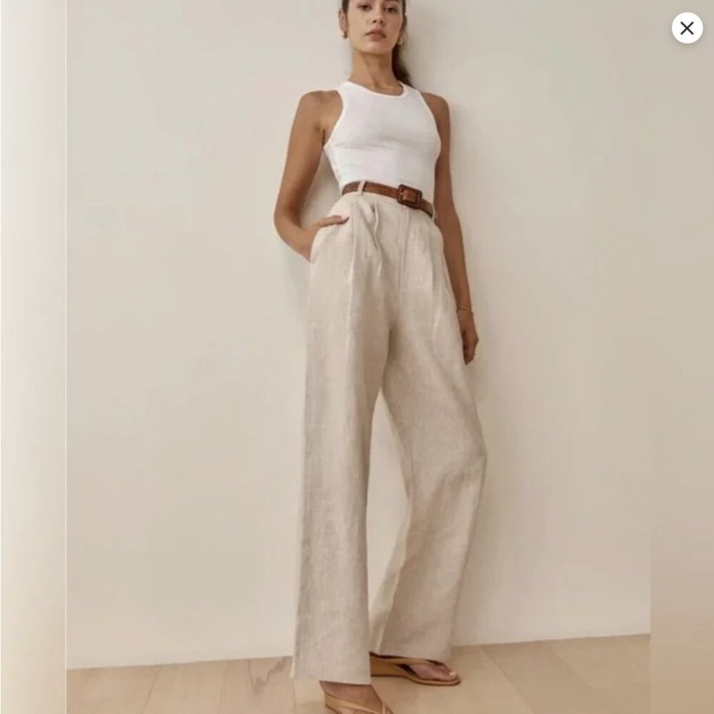 Reformation Linen Mason Pant in Oatmeal Size 2